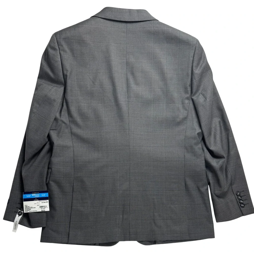 Stafford CoolMax EcoMade Gray Houndstooth Performance Wool Suit Jacket 46R NEW